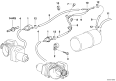 Клапан вент.топл.бака/клапан прим.возд. для BMW E32 750i M70 (схема запасных частей)