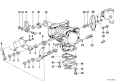 Привод педали акселератора для BMW E12 528i M30 (схема запасных частей)