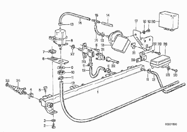 Клапаны/трубопроводы системы впрыска для BMW E23 745i M30 (схема запчастей)