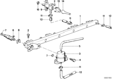 Клапаны/трубопроводы системы впрыска для BMW E23 732i M30 (схема запасных частей)