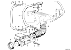 Расходомер воздуха для BMW E30 318i M10 (схема запасных частей)