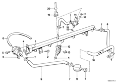 Клапаны/трубопроводы системы впрыска для BMW E28 M5 S38 (схема запасных частей)