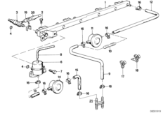 Клапаны/трубопроводы системы впрыска для BMW E28 525e M20 (схема запасных частей)