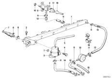 Клапаны/трубопроводы системы впрыска для BMW E28 525i M30 (схема запасных частей)