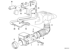 Расходомер воздуха для BMW E30 318i M10 (схема запасных частей)