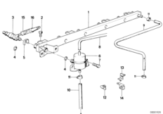 Клапаны/трубопроводы системы впрыска для BMW E32 730i M30 (схема запасных частей)