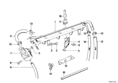 Клапаны/трубопроводы системы впрыска для BMW E30 M3 S14 (схема запасных частей)