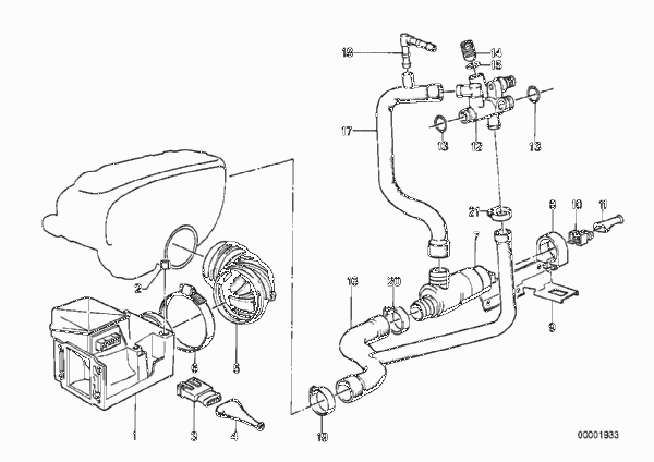 Расходомер воздуха для BMW E30 320is S14 (схема запчастей)