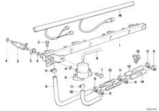 Клапаны/трубопроводы системы впрыска для BMW E30 325i M20 (схема запасных частей)