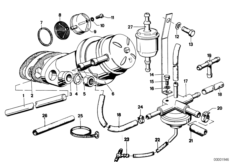Система подачи топлива/насос/фильтр для BMW E12 520 M10 (схема запасных частей)
