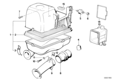 Глушитель шума всасыв./сменн.эл.фильтра для BMW E30 M3 S14 (схема запасных частей)