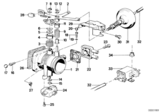 Корпус дроссельной заслонки для BMW E30 325ix M20 (схема запасных частей)