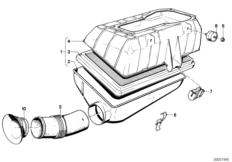 Глушитель шума всасыв./сменн.эл.фильтра для BMW E28 520i M20 (схема запасных частей)