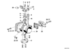 Корпус дроссельной заслонки для BMW E30 325e M20 (схема запасных частей)