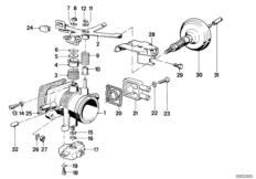 Корпус дроссельной заслонки для BMW E28 520i M20 (схема запасных частей)