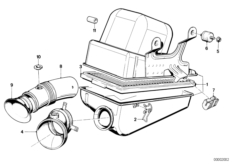 Глушитель шума всасыв./сменн.эл.фильтра для BMW E30 318i M10 (схема запасных частей)