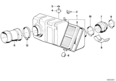 Глушитель шума всасыв./сменн.эл.фильтра для BMW E30 324td M21 (схема запасных частей)
