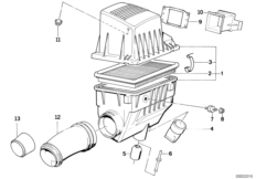 Глушитель шума всасыв./сменн.эл.фильтра для BMW E30 318is M42 (схема запасных частей)