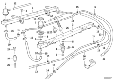 Клапаны/трубопроводы системы впрыска для BMW E32 750i M70 (схема запасных частей)