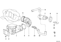 Расходомер воздуха для BMW E36 318ti M42 (схема запасных частей)