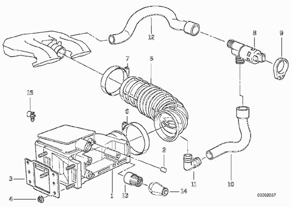 Расходомер воздуха для BMW E36 318i M40 (схема запчастей)