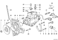 ТНВД/опорный кронштейн, дизельн.двигат. для BMW E34 525td M51 (схема запасных частей)