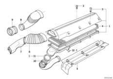 Глушитель шума всасыв./сменн.эл.фильтра для BMW E36 318tds M41 (схема запасных частей)