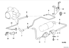 Клапан вент.топл.бака/клапан прим.возд. для BMW E32 740i M60 (схема запасных частей)