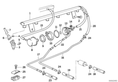 Клапаны/трубопроводы системы впрыска для BMW E36 M3 S50 (схема запасных частей)