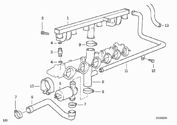 Клапан регулировки холостого хода для BMW E36 M3 3.2 S50 (схема запчастей)
