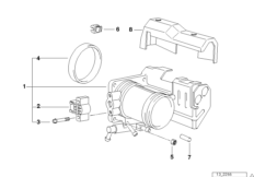 Корпус дроссельной заслонки для BMW E36 316i 1.6 M43 (схема запасных частей)