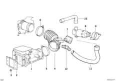 Расходомер воздуха для BMW E36 318i M43 (схема запасных частей)