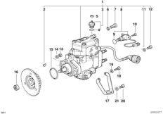 ТНВД дизельного двигателя для BMW E36 318tds M41 (схема запасных частей)