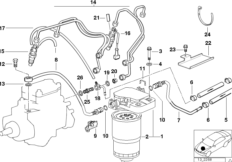 Система впрыска, дизельный двигатель для BMW E36 318tds M41 (схема запасных частей)