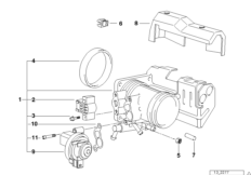 Корпус дроссельной заслонки для BMW E46 316i 1.6 M43 (схема запасных частей)