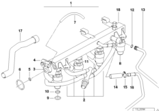 Система впрыска/форсунка для BMW E36 318ti M44 (схема запасных частей)