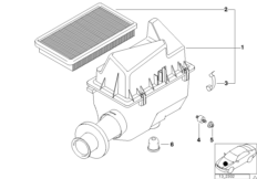 Глушитель шума всасыв./сменн.эл.фильтра для BMW E34 518g M43 (схема запасных частей)