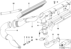 Глушитель шума всасыв./сменн.эл.фильтра для BMW E39 525tds M51 (схема запасных частей)