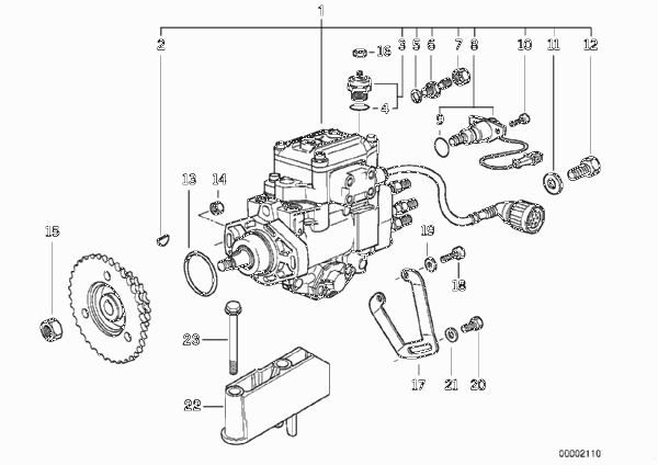ТНВД дизельного двигателя для BMW E39 525tds M51 (схема запчастей)