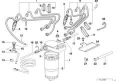 Система впрыска, дизельный двигатель для BMW E39 525tds M51 (схема запасных частей)