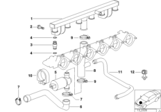 Клапан регулировки холостого хода для BMW Z3 Z3 M3.2 S50 (схема запасных частей)
