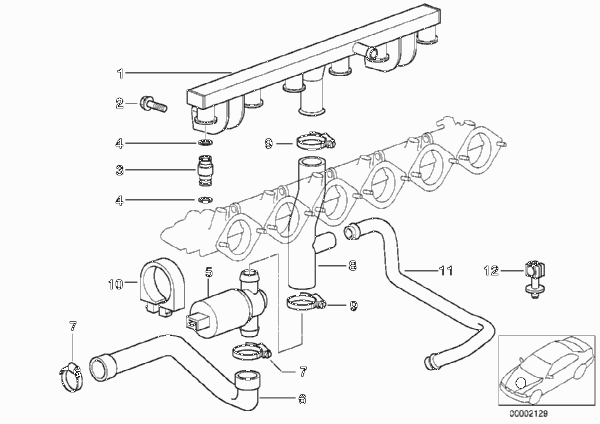 Клапан регулировки холостого хода для BMW Z3 Z3 M3.2 S50 (схема запчастей)