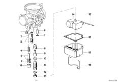 Поплавок карбюратора/жиклер для BMW 2478 R 100 RS 0 (схема запасных частей)