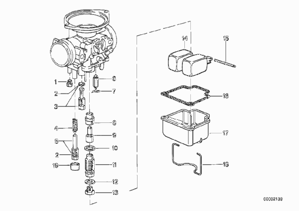 Поплавок карбюратора/жиклер для BMW 47E1 R 80 GS 0 (схема запчастей)