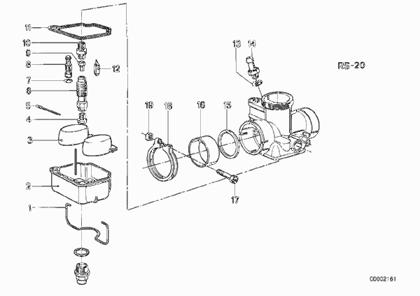 Поплавок карбюратора/жиклер для BMW 2477 R 60 /7 0 (схема запчастей)