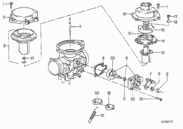 Поршень карбюратора/игла жиклера для BMW 2477 R 80 TIC 0 (схема запчастей)