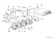 Корпус дроссельной заслонки/ЭБУ для BMW 89V1 K 100 RS (0523,0533) 0 (схема запасных частей)