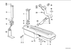 Топливный бак/дополнительные элементы для BMW E30 324td M21 (схема запасных частей)
