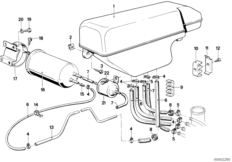Расширительный бачок/фильтр с акт.углем для BMW E23 745i M30 (схема запасных частей)