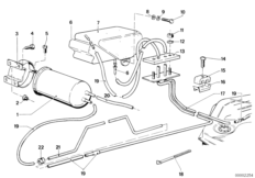 Расширительный бачок/фильтр с акт.углем для BMW E12 525 M30 (схема запасных частей)